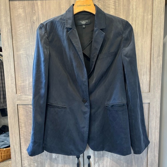 Talbots Jackets & Blazers - Talbots 8P Silk Blazer Black Jacket Lined Unstructured